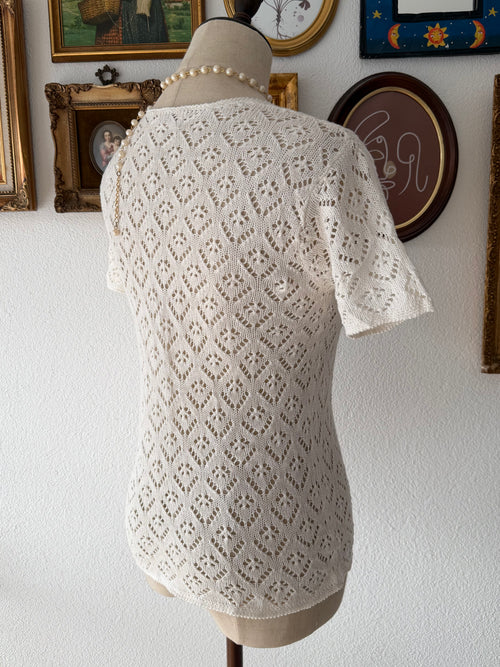 Cream Knit Short Cardigan Size S