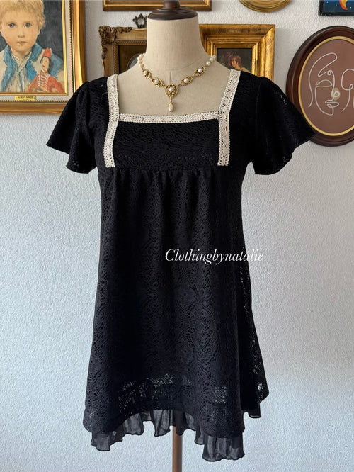 Black Knit Babydoll Top Size S