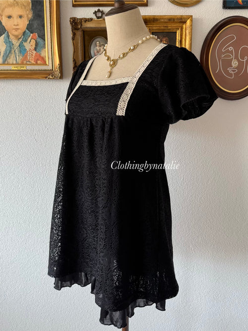 Black Knit Babydoll Top Size S