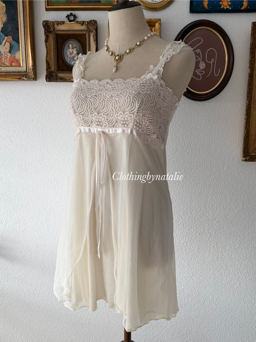 Coquette Cream Nylon Babydoll Size S