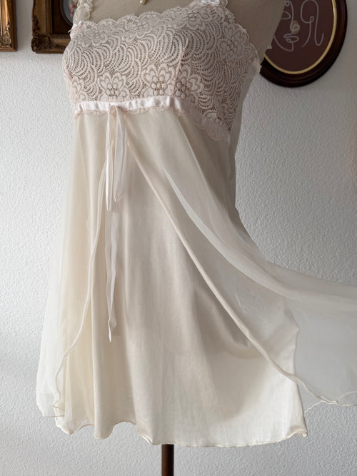 Coquette Cream Nylon Babydoll Size S