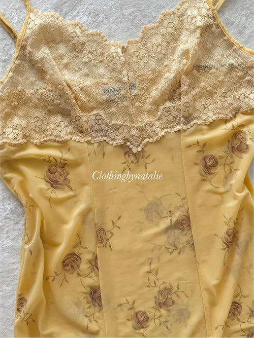 Mustard Sheer Mesh Slip Size M