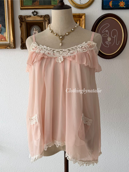 Coquette Orange Chiffon Cami Size S