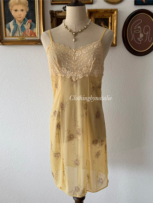 Mustard Sheer Mesh Slip Size M