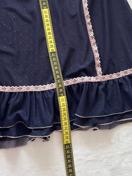 Whimsical Navy Sheer Mesh Slip Size S