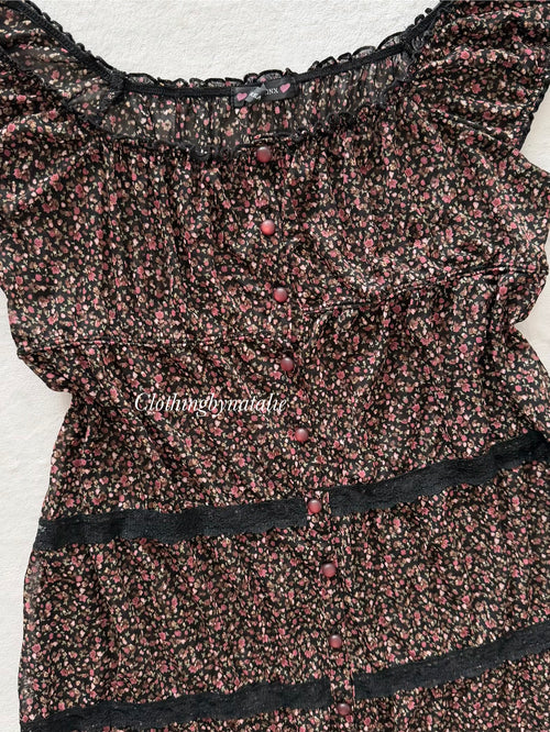 Floral Sheer Mesh Babydoll size S