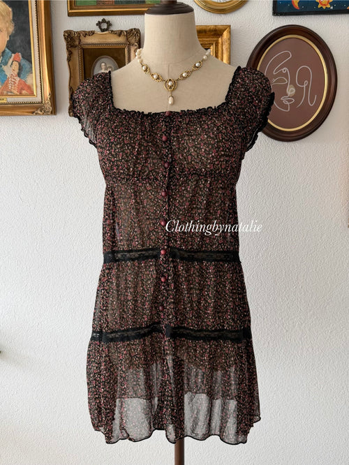 Floral Sheer Mesh Babydoll size S