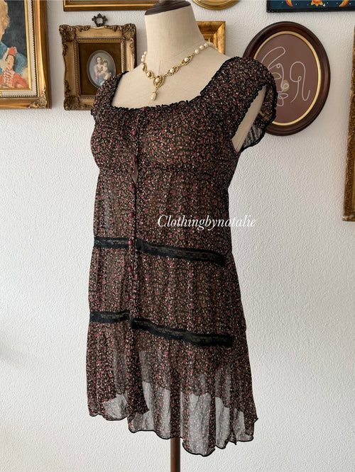 Floral Sheer Mesh Babydoll size S