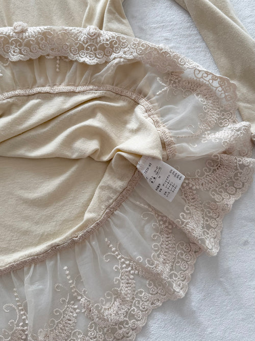 Cream Jersey Long Sleeve Blouse Size S