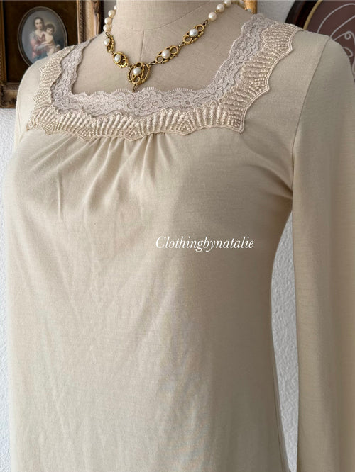 Cream Jersey Long Sleeve Blouse Size S