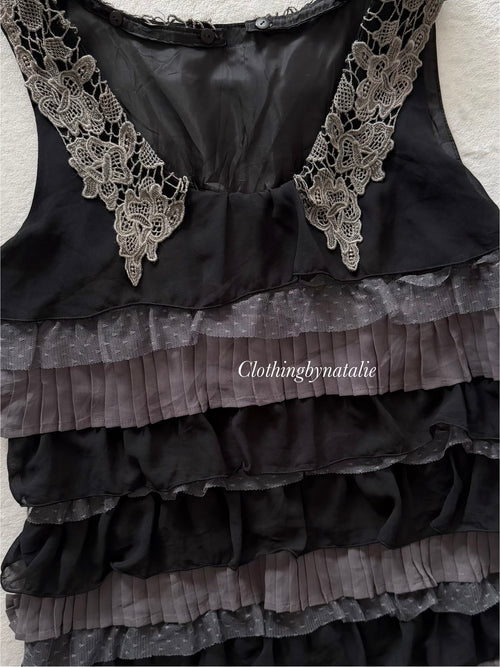 Black Ruffle Body Dress Size S