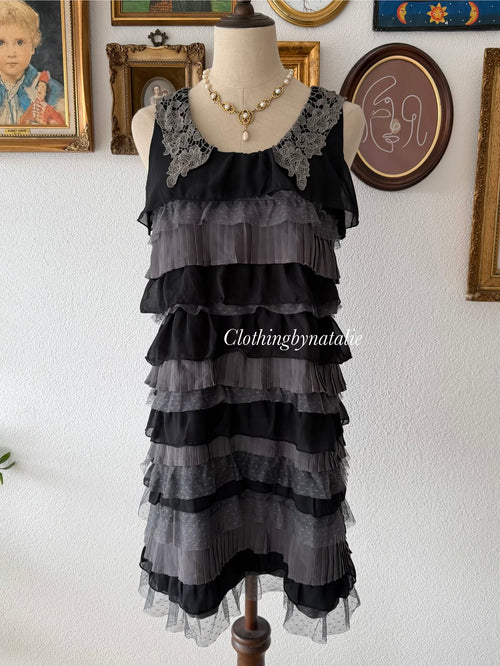 Black Ruffle Body Dress Size S
