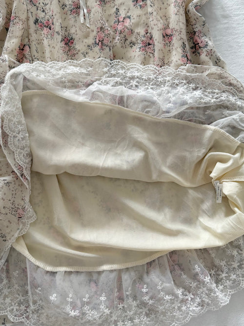 Floral Beige Chiffon Babydoll Size S/M