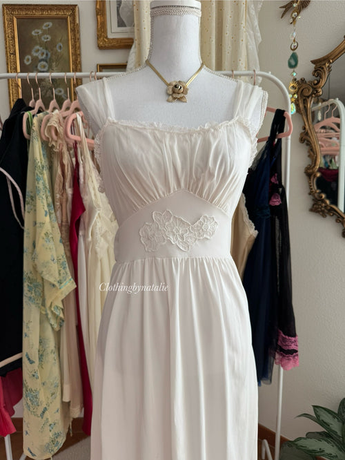 Vintage Cream Nylon Nightgown (S)