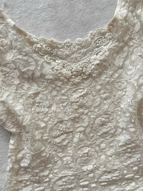 Cinema Etoile White Lace Cami Size S