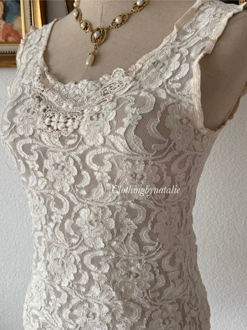 Cinema Etoile White Lace Cami Size S