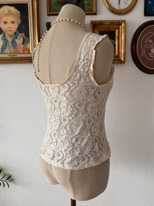 Cinema Etoile White Lace Cami Size S