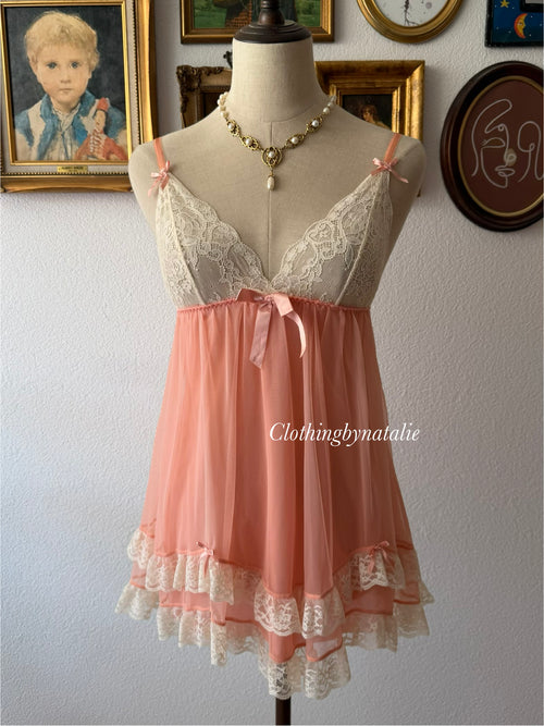 Coquette Orange Sheer Mesh Babydoll Size S