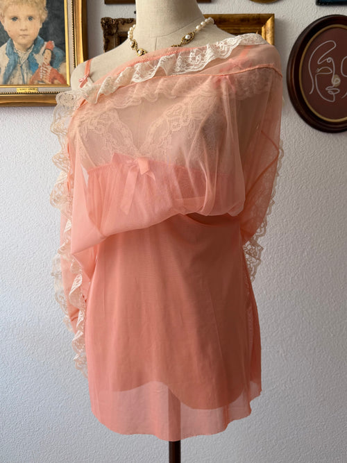 Coquette Orange Sheer Mesh Babydoll Size S