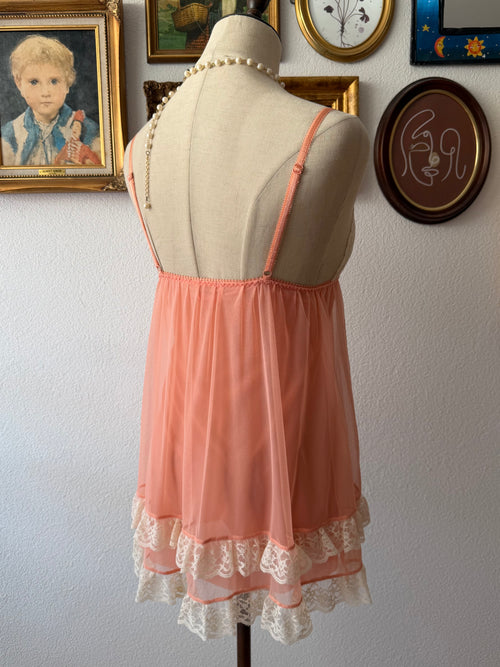 Coquette Orange Sheer Mesh Babydoll Size S