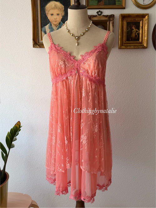 Fairy Floral Lace Orange Babydoll Size M