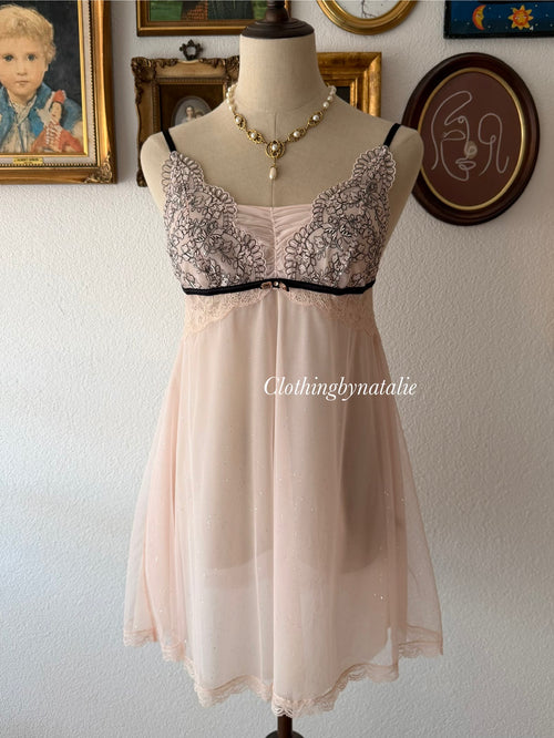 Glitter Sheer Mesh Babydoll Size S
