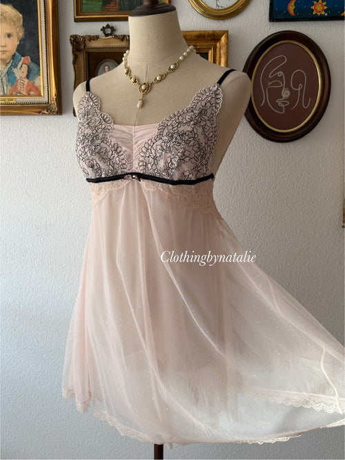 Glitter Sheer Mesh Babydoll Size S