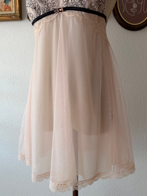 Glitter Sheer Mesh Babydoll Size S