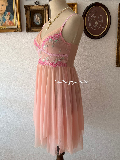 Soft Orange Sheer Mesh Babydoll Size S