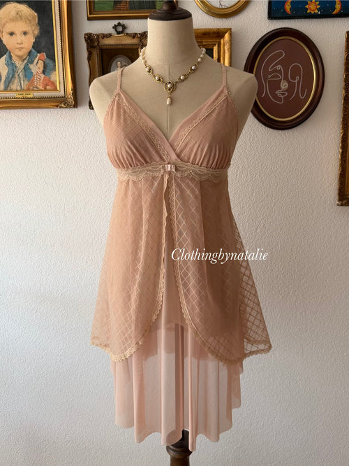 Romantic Nude Sheer Mesh Babydoll Size M