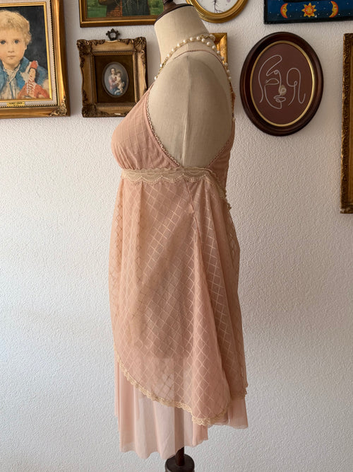 Romantic Nude Sheer Mesh Babydoll Size M