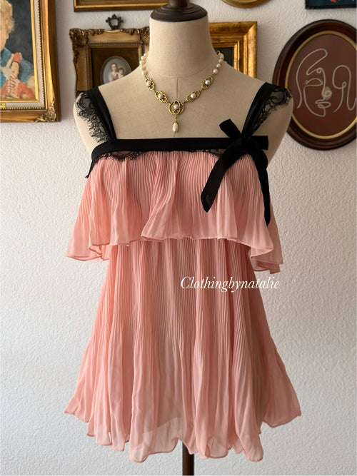 Coquette Pleated Chiffon Loungewear Set Size S