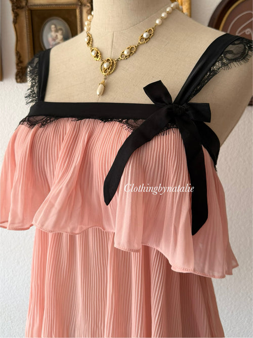 Coquette Pleated Chiffon Loungewear Set Size S