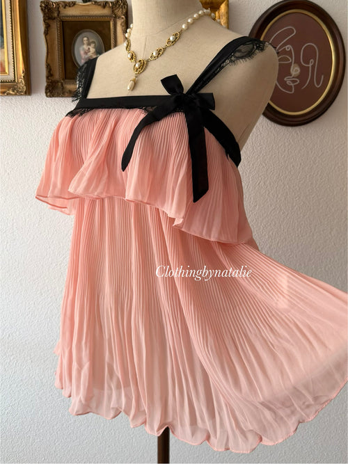 Coquette Pleated Chiffon Loungewear Set Size S