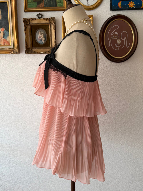 Coquette Pleated Chiffon Loungewear Set Size S