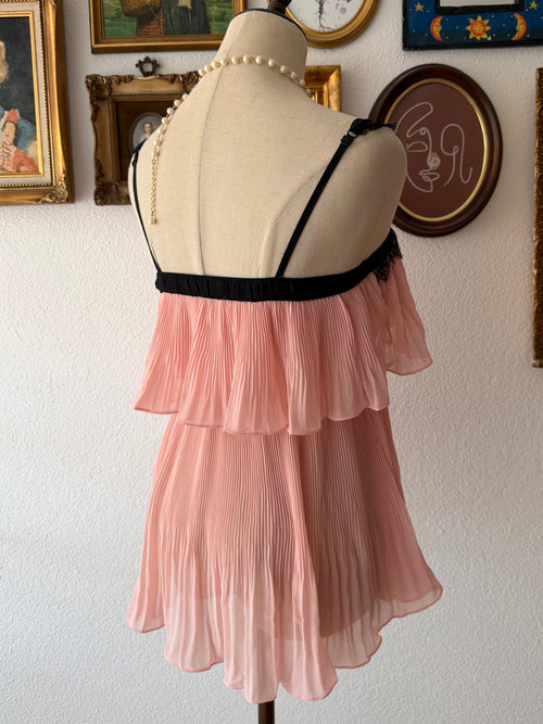 Coquette Pleated Chiffon Loungewear Set Size S