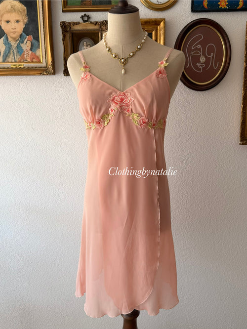 Soft Orange Sheer Chiffon Slip Size M