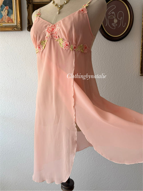 Soft Orange Sheer Chiffon Slip Size M
