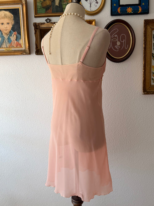 Soft Orange Sheer Chiffon Slip Size M
