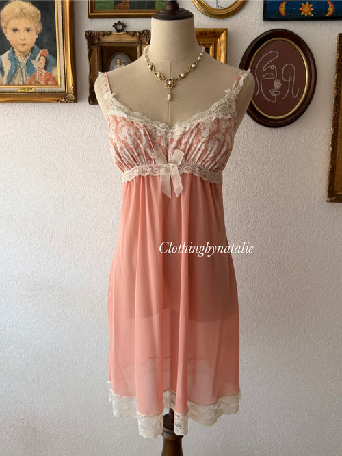 Coquette Orange Satin Chiffon Slip Size M