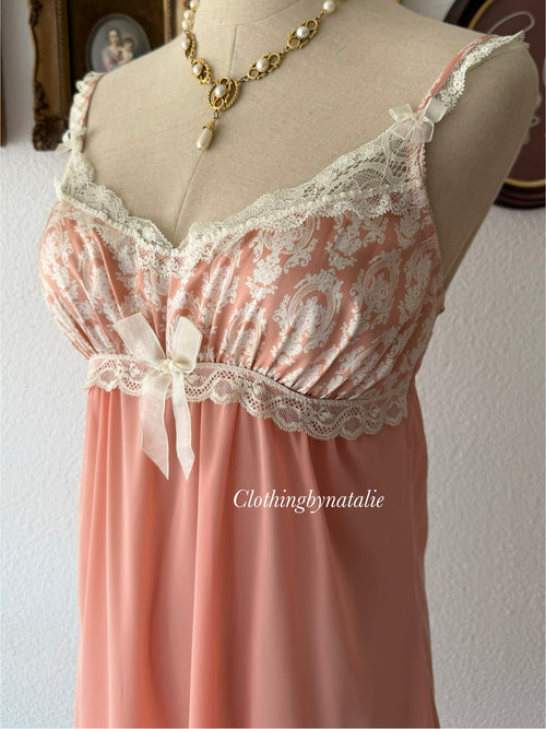 Coquette Orange Satin Chiffon Slip Size M