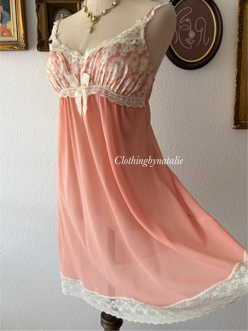 Coquette Orange Satin Chiffon Slip Size M