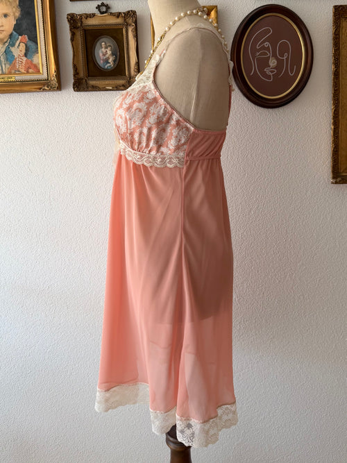 Coquette Orange Satin Chiffon Slip Size M