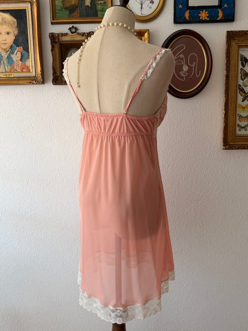 Coquette Orange Satin Chiffon Slip Size M