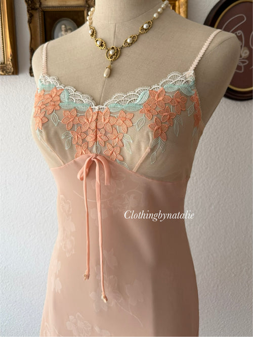 Orange Sheer Chiffon Slip Dress Size S