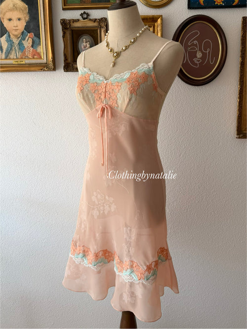 Orange Sheer Chiffon Slip Dress Size S