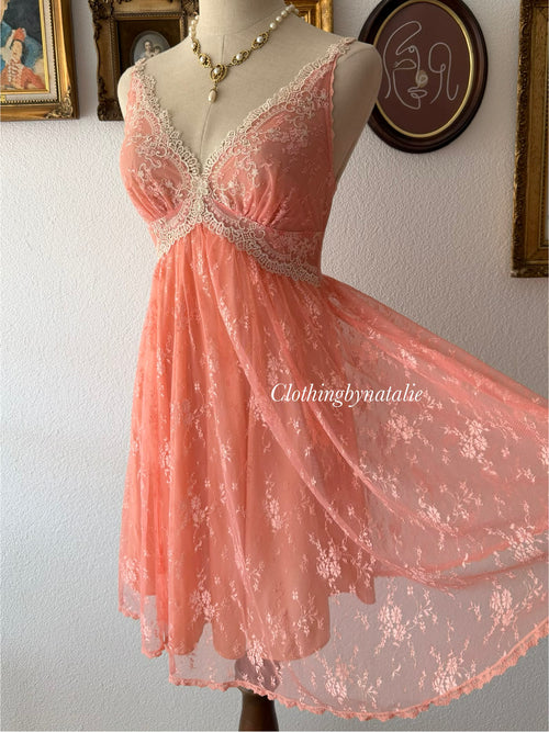 Romantic Orange Lace Babydoll Size S