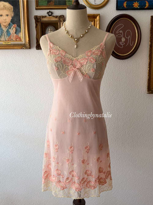 Embroidery Sheer Mesh Gown Size S