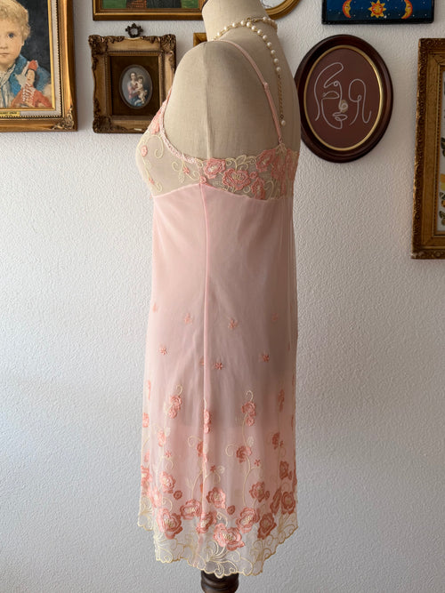 Embroidery Sheer Mesh Gown Size S
