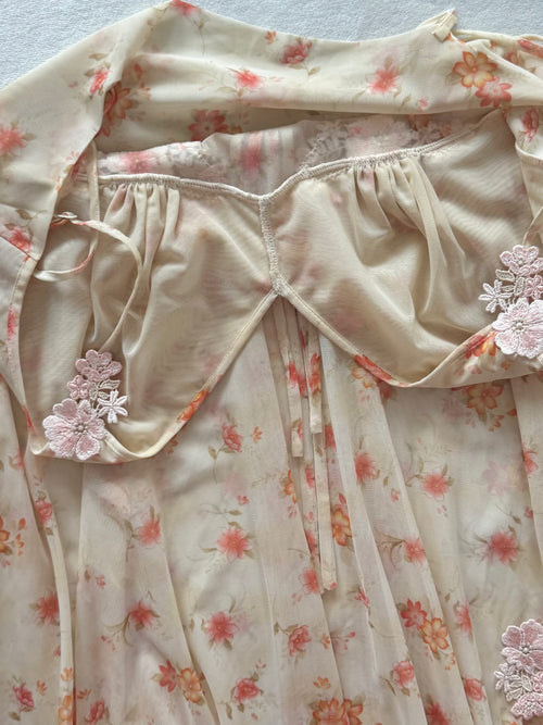 Floral Mesh Sheer Babydoll Size M
